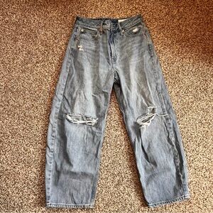 GAP Women's Relaxed Fit Distressed Gray Jeans